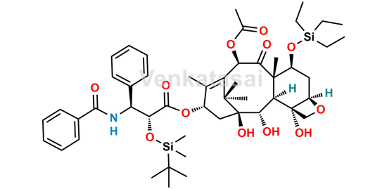 Picture of 2’-O-tert-Butyl(dimethyl)silyl-7-O-triethylsilyl-2-debenzoyl-4-desacetyl Paclitaxel