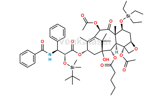 Picture of 7-O-(Triethylsilyl)-2’-O-tert-butyl(dimethyl)silyl 2-Debenzoyl Paclitaxel 2-Pentanoate