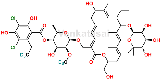 Picture of Fidaxomicin Metabolite OP-1118 D6 Picture of Fidaxomicin Metabolite OP-1118 D6