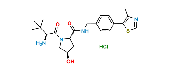 Picture of (2S,4R)-1-((S)-2-Amino-3,3-dimethylbutanoyl)-4-hydroxy-N-(4-(4-methylthiazol-5-yl)benzyl)pyrrolidine-2-carboxamide hydrochloride