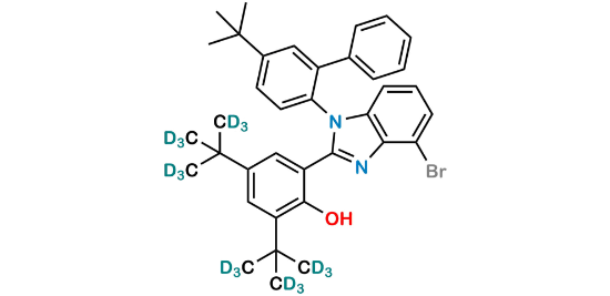 Picture of 2-(4-bromo-1-(5-(tert-butyl)-[1,1'-biphenyl]-2-yl)-1H-benzo[d]imidazol-2-yl)-4,6-bis(2-(methyl-d3)propan-2-yl-1,1,1,3,3,3-d6)phenol