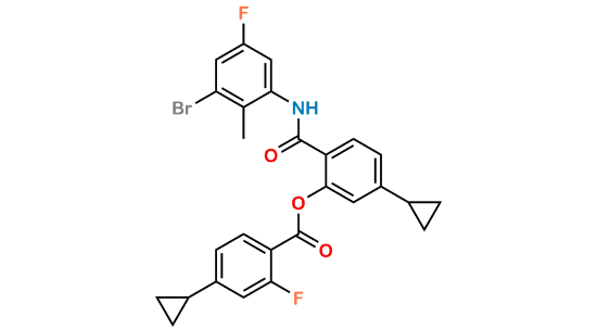 Picture of 2-((3-bromo-5-fluoro-2- methylphenyl) carbamoyl)-5- cyclopropylphenyl  4-cyclopropyl-2- fluorobenzoate