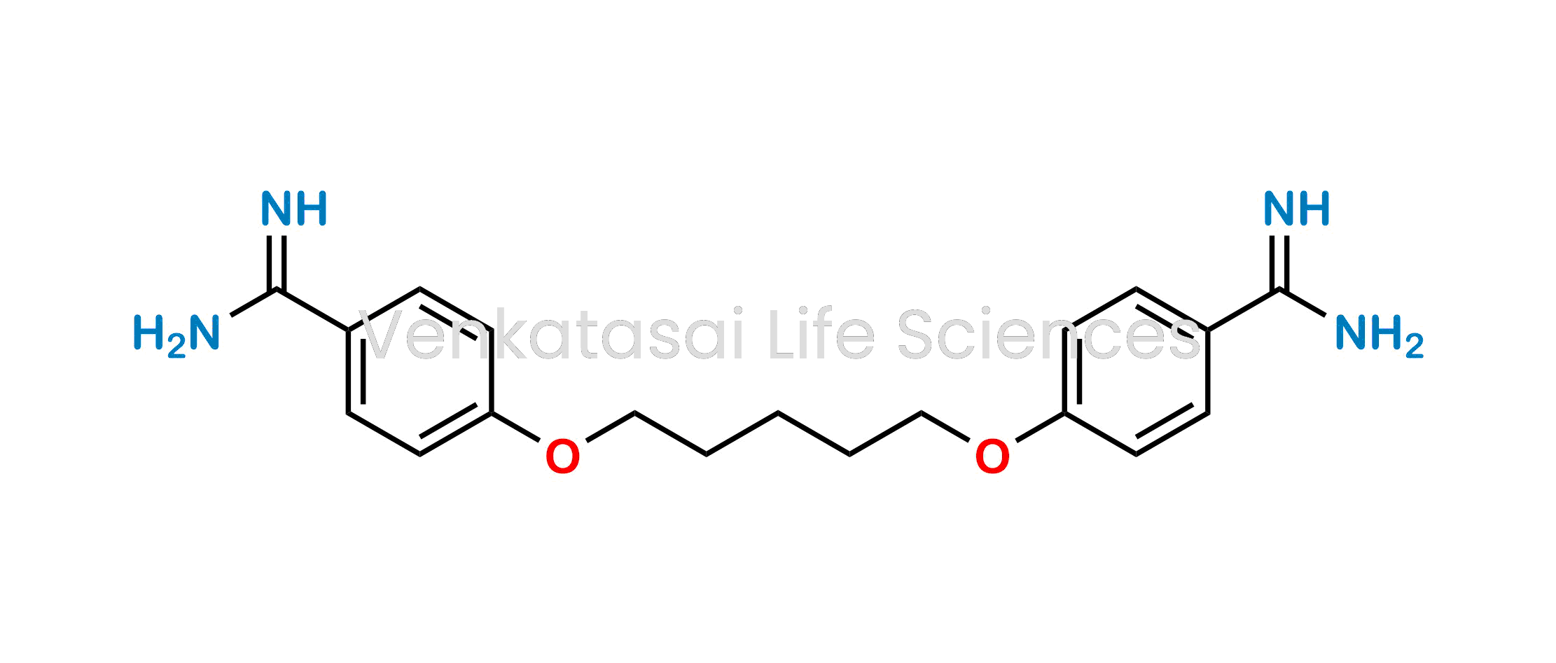 Picture of 4,4'-[Pentane-1,5-diylbis(oxy)]dibenzenecarboximidamide; 4,4'-(Pentane-1,5-diylbis(oxy))dibenzimidamide; p,p'-(Pentamethylenedioxy)dibenzamidine; 