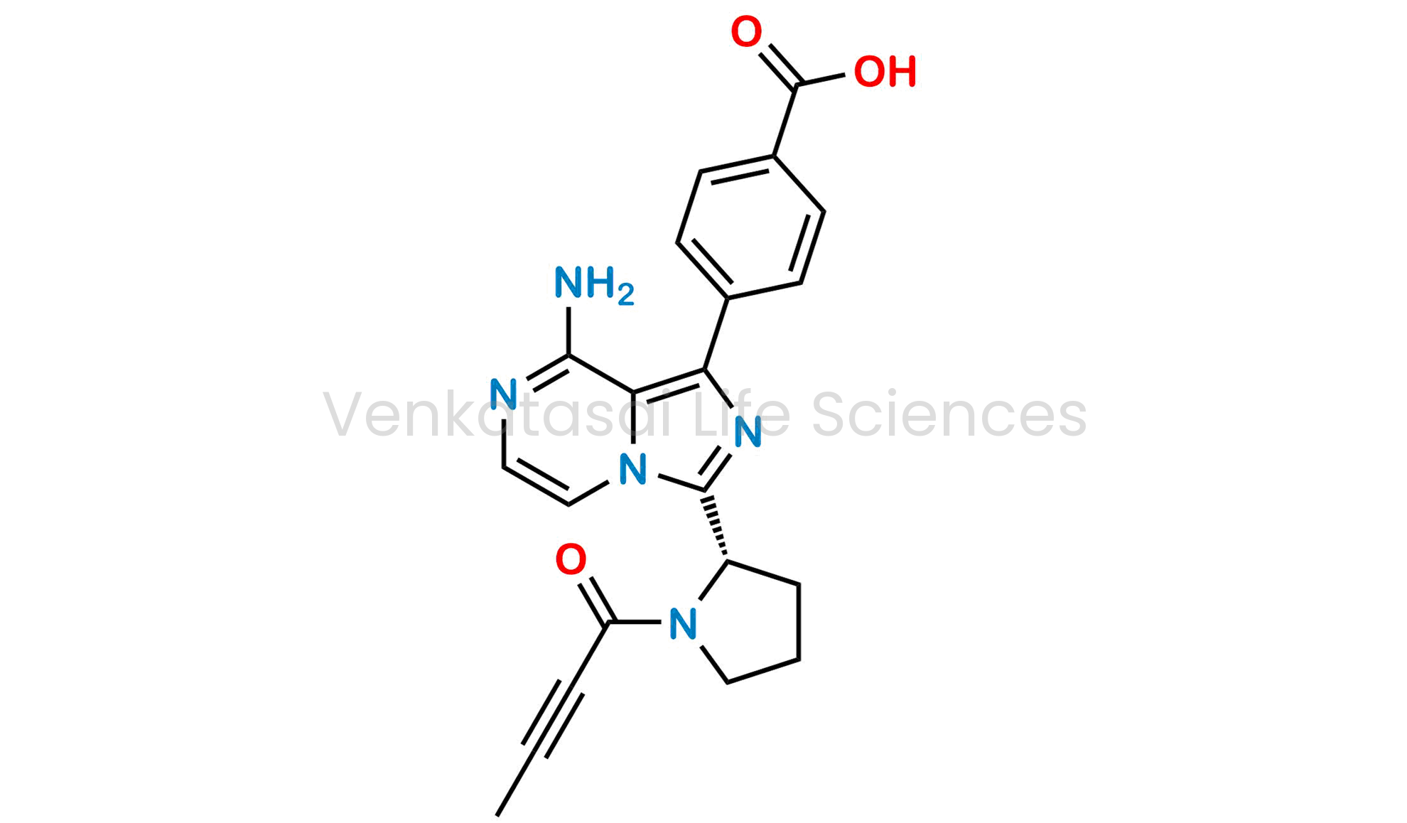 (4-[8-amino-3-[(2S)-1-but-2-ynoylpyrrolidin-2-yl]imidazo[1,5-a]pyrazin-1-yl]benzoic acid)