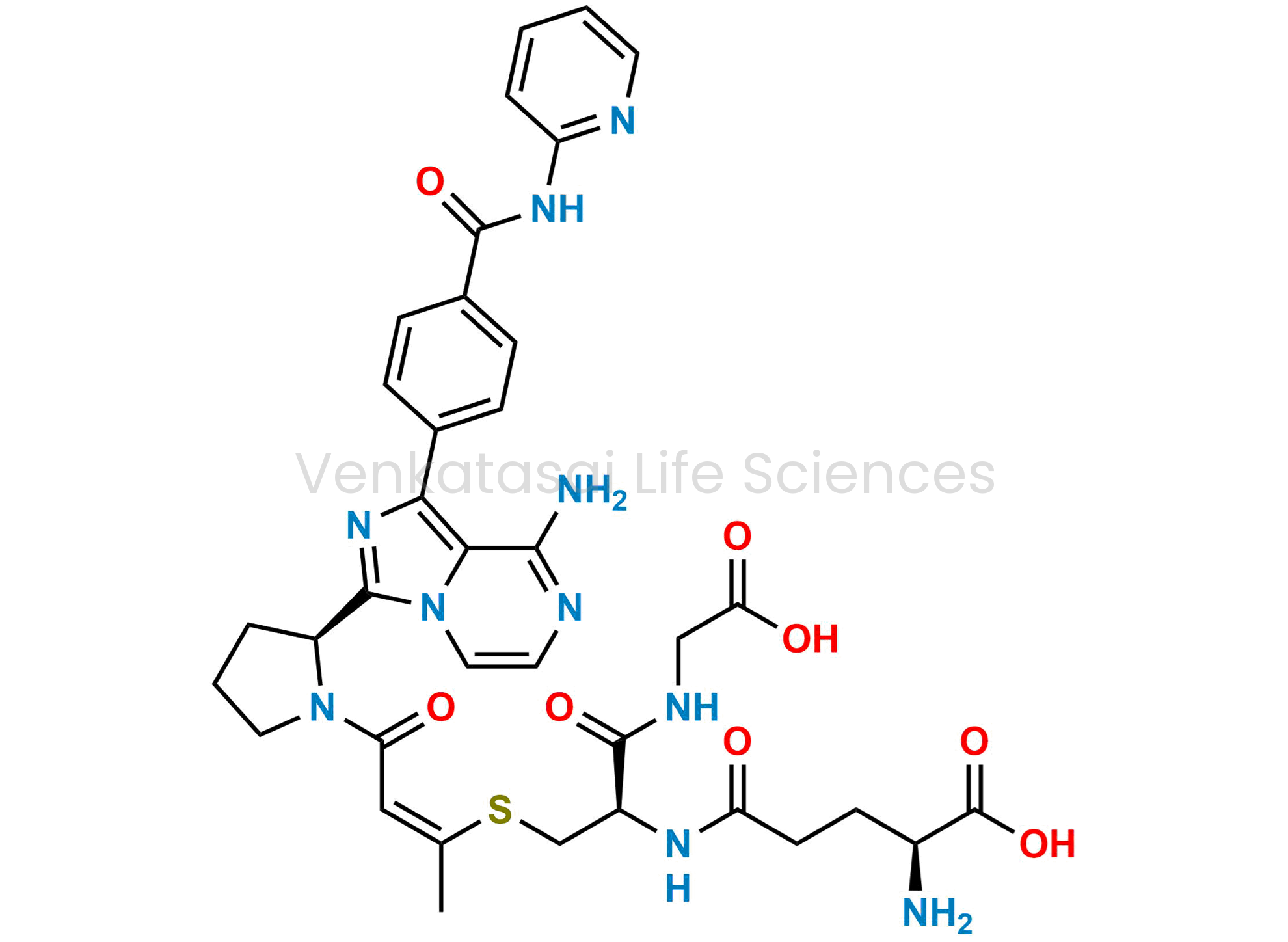 (2S)-2-amino-5-[[(1R)-1-[[(E)-3-[(2S)-2-[8-amino-1-[4-(2-pyridylcarbamoyl)phenyl] imidazo[1,5-a]pyrazin-3-yl]pyrrolidin-1-yl]-1-methyl-3-oxo-prop-1-enyl]sulfanylmethyl]-2-(carboxy methylamino)-2-oxo-ethyl]amino]-5-oxo-pentanoic acid