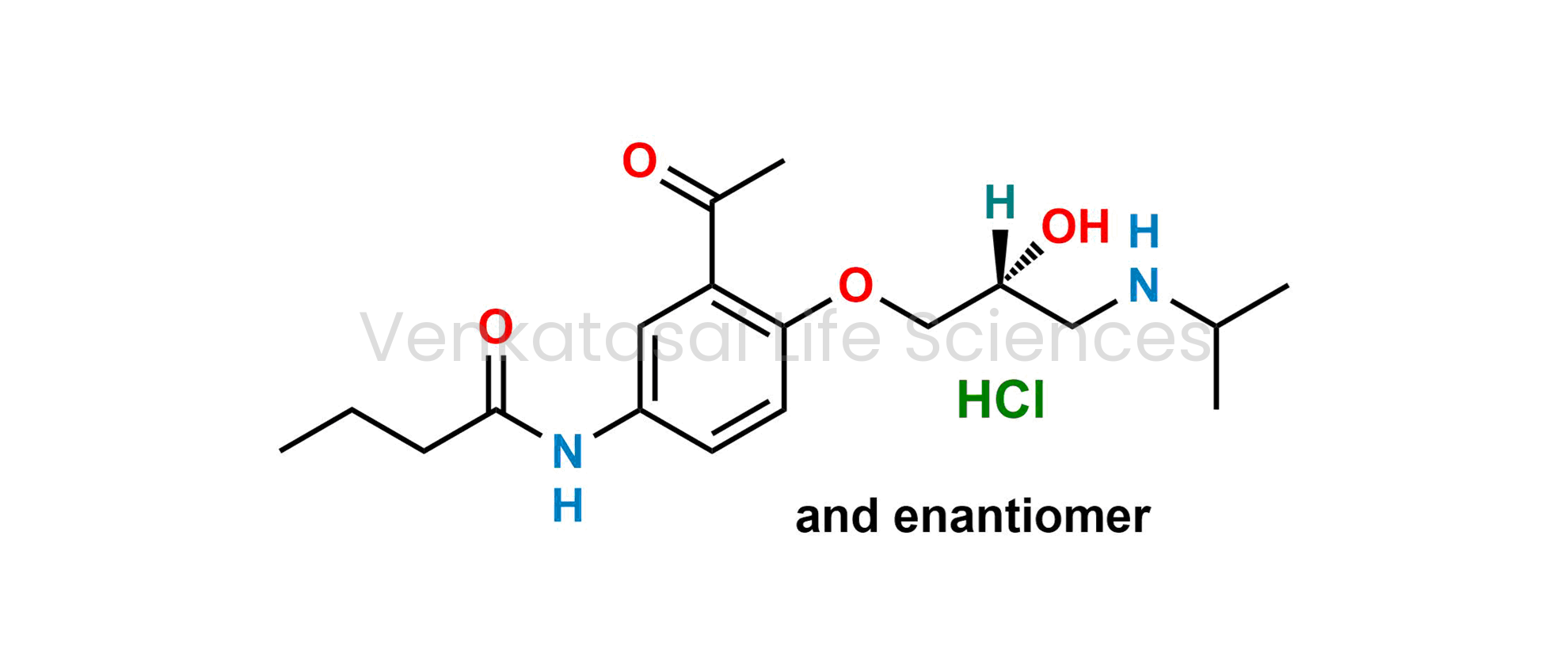 N-[3-Acetyl-4-[(2RS)-2-hydroxy-3-[(1-methylethyl)amino]propoxy] phenyl]butanamide Hydrochloride (as per EP); (?)-3?-Acetyl-4?-[2-hydroxy-3-(isopropylamino)propoxy]-butyranilide monohydrochloride (as per USP)