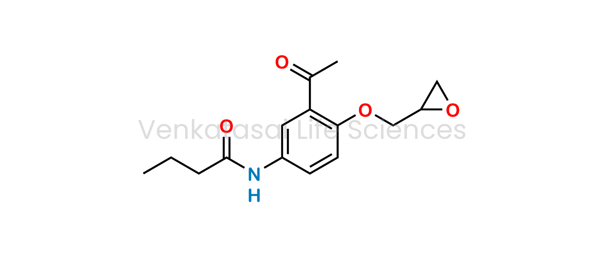 N-[3-acetyl-4-[(2RS)-oxiran-2-ylmethoxy]phenyl]butanamide (as per EP);  3'-Acetyl-4'-(2,3-epoxypropoxy)-butyranilide