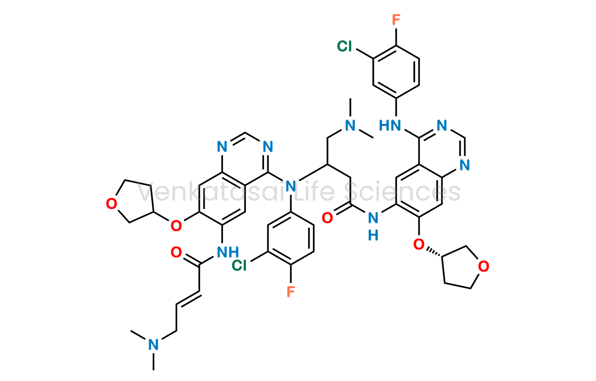 (E)-N-(4-((3-Chloro-4-fluorophenyl)(4-((4-((3-chloro-4-fluorophenyl)amino)-7-(((S)-tetrahydrofuran-3-yl)oxy)quinazolin-6-yl)amino)-1-(dimethylamino)-4-oxobutan-2-yl)amino)-7-(((S)-tetrahydrofuran-3-yl)oxy)quinazolin-6-yl)-4-(dimethylamino)but-2-enamide