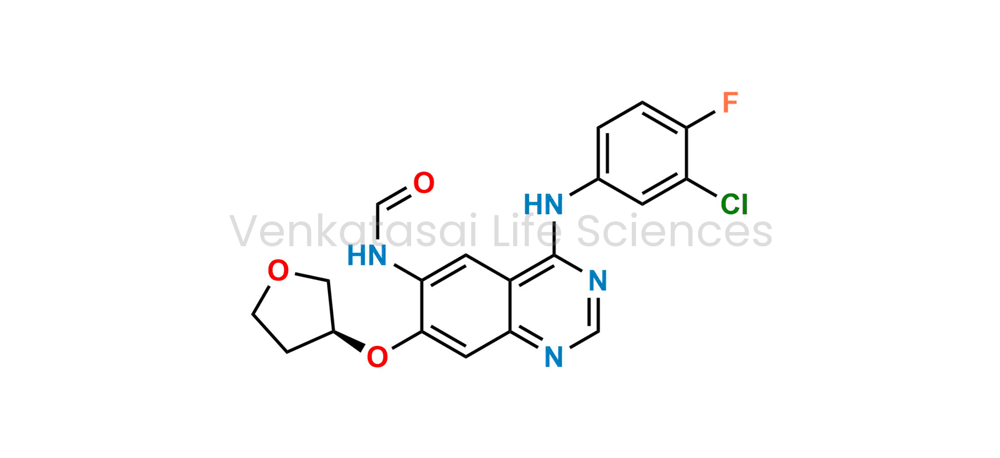 (S)-N-(4-((3-chloro-4-fluorophenyl)amino)-7-((tetrahydrofuran-3-yl)oxy)quinazolin-6-yl)acetamide ; Des(4-dimethylamino-2-en-1-oxo)butyl Afatinib N6 Formyl