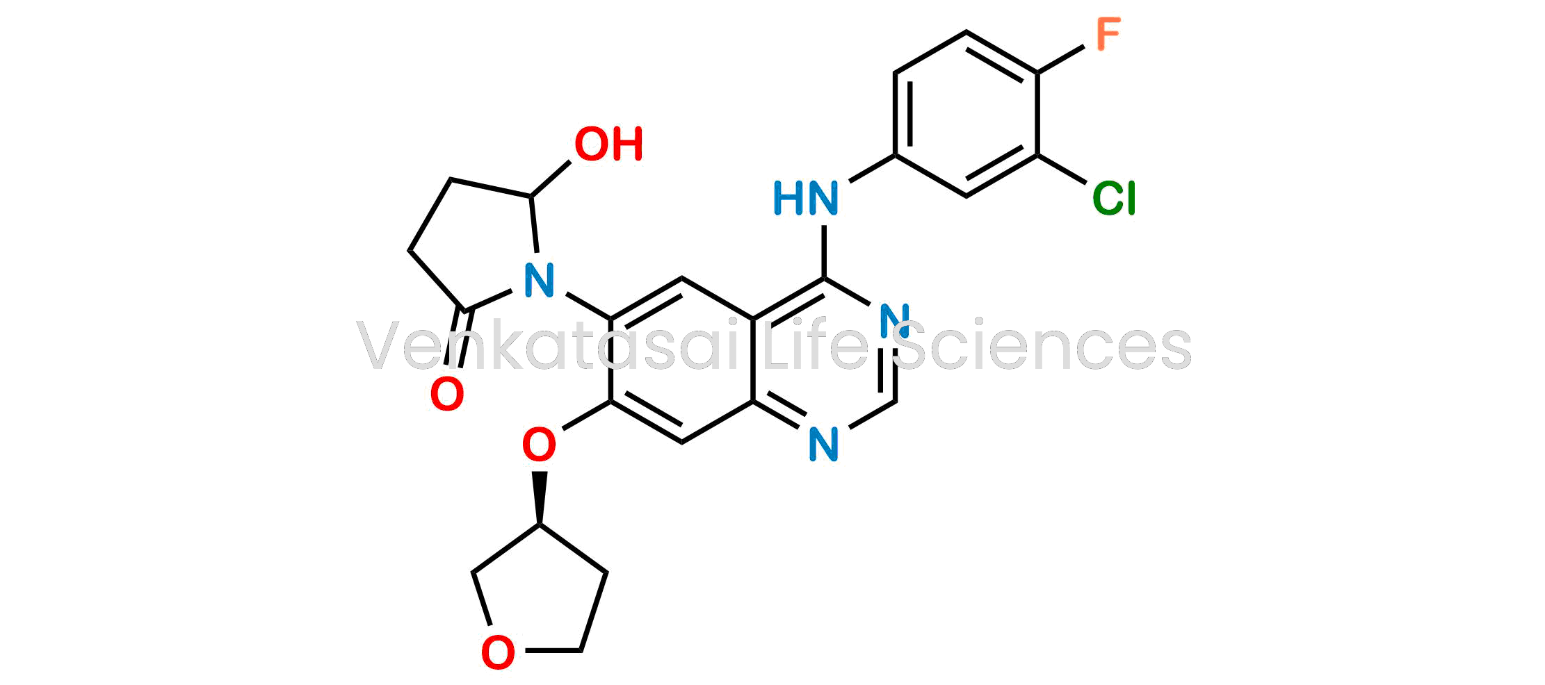 1-(4-((3-chloro-4-fluorophenyl)amino)-7-(((S)-tetrahydrofuran-3-yl)oxy)quinazolin-6-yl)-5-hydroxypyrrolidin-2-one