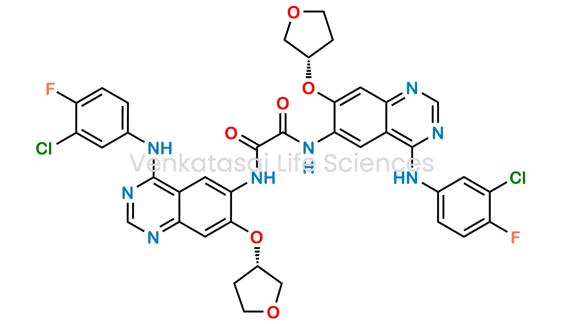 N,N'-bis{4-[(3-chloro-4-fluorophenyl) amino]-7-[(3S)- tetrahydrofuran-3-yloxy]- quinazolin-6-yl}ethanediamide