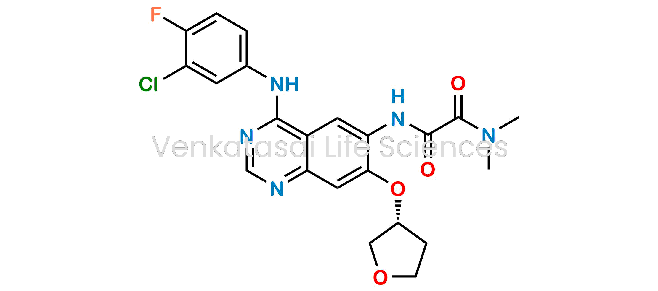 (S)-N1-(4-(3-chloro-4- fluorophenylamino)-7-(tetrahydrofuran-3-yloxy)quinazolin-6-yl)-N2,N2-dimethyl oxalamide