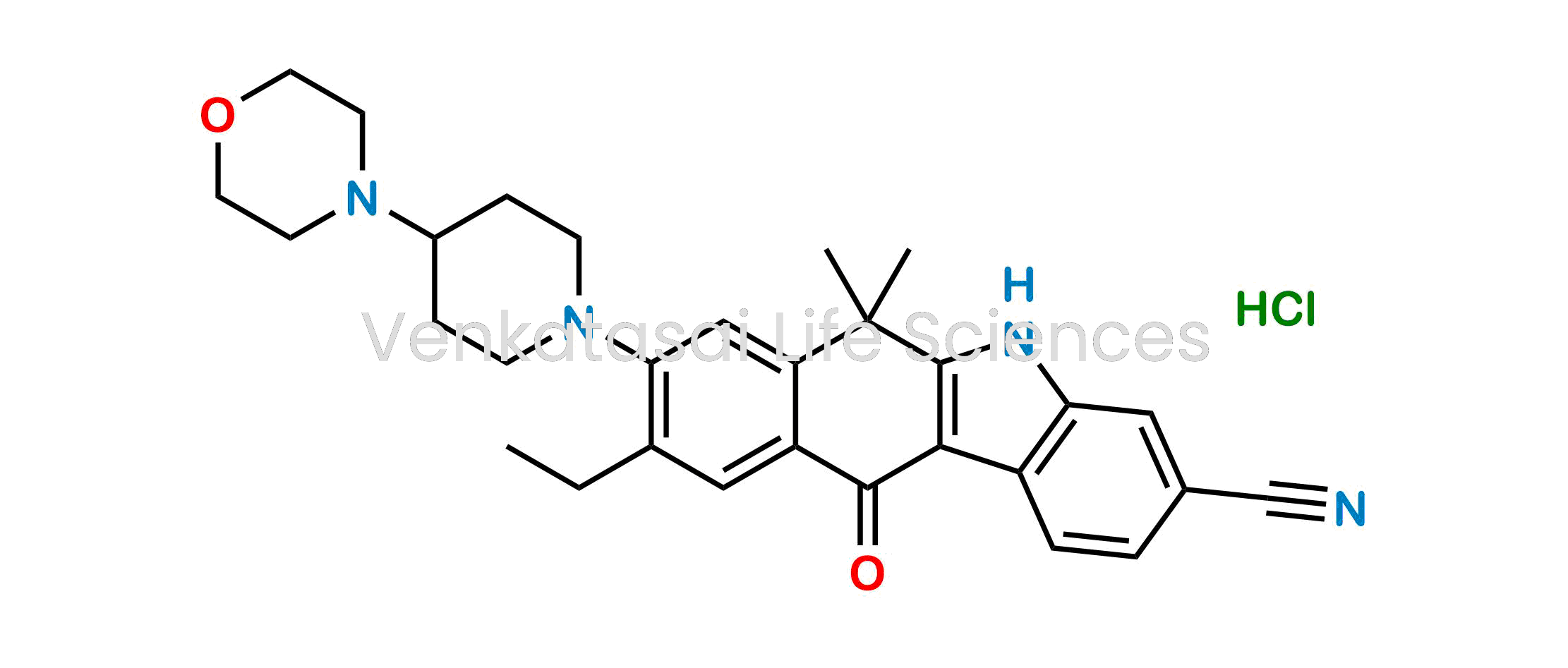 9-Ethyl-6,6-dimethyl-8-(4-morpholinopiperidin-1-yl)-11-oxo-6,11-dihydro-5H-benzo[b]carbazole-3-carbonitrile Hydrochloride