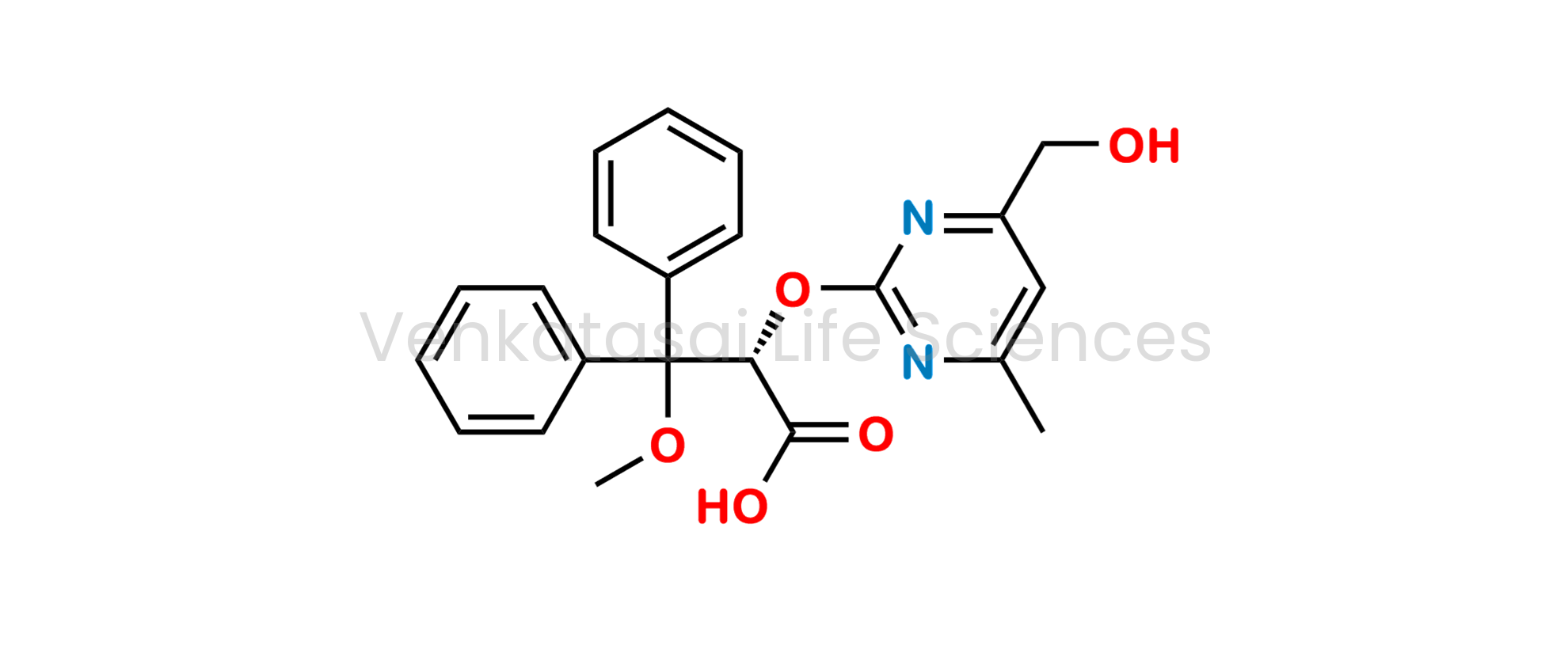(+)-(2S)-2-[(6-Methyl-4-hydroxymethyl-pyrimidin-2-yl)oxy]-3-methoxy-3,3-diphenyl propanoic acid ;