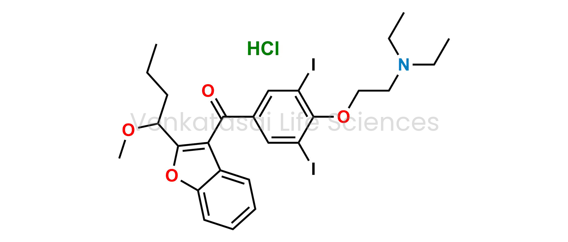 [4-[2-(diethylamino)ethoxy]-3,5-diiodophenyl][2-[(1RS)-1-methoxybutyl]benzofuran-3-yl]methanone hydrochloride