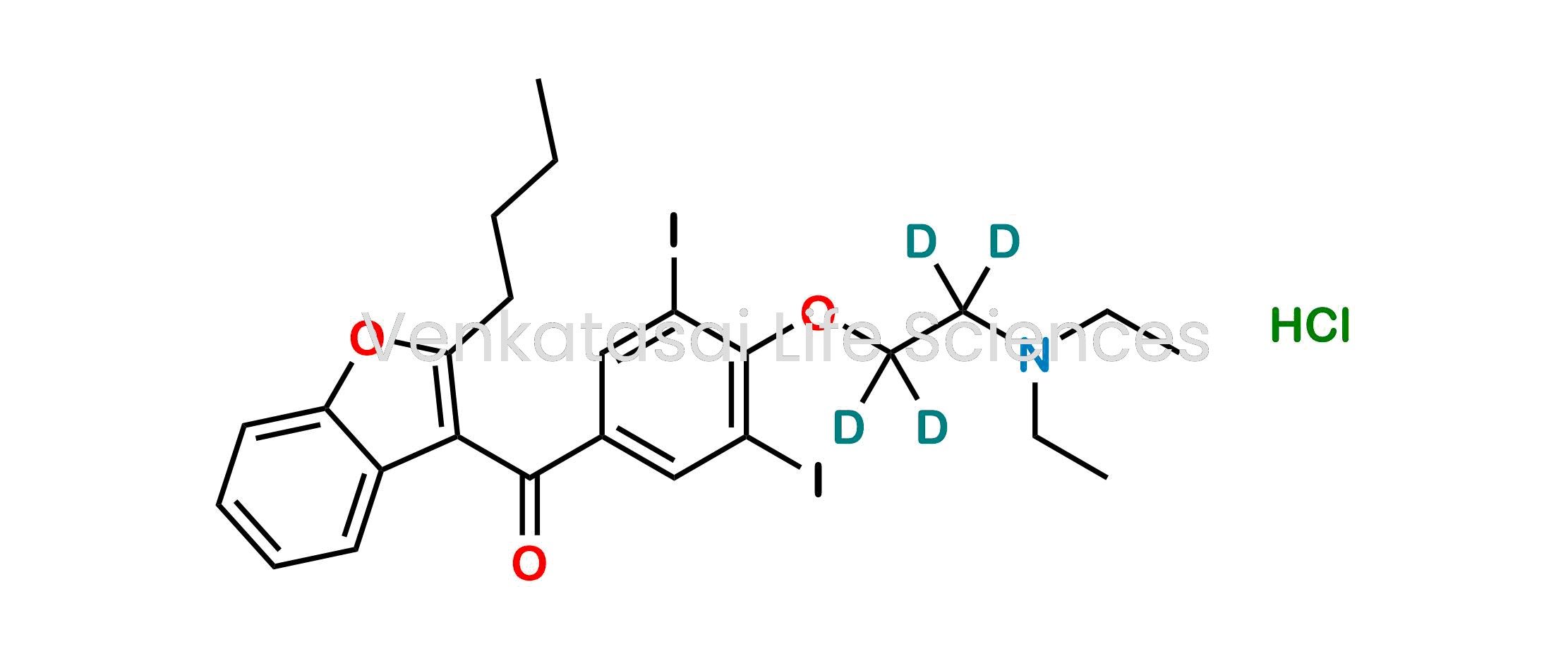 (2-Butylbenzofuran-3-yl)(4-(2-(diethylamino)ethoxy-1,1,2,2-d4)-3,5-diiodophenyl)methanone Hydrochloride