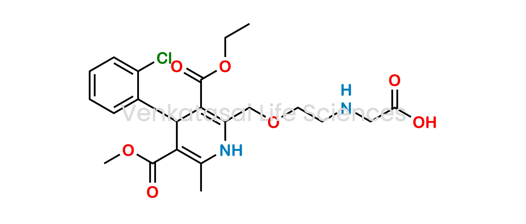 2-((2-((4-(2-chlorophenyl)-3-(ethoxycarbonyl)-5-(methoxycarbonyl)-6-methyl-1,4-dihydropyridin-2-yl)methoxy)ethyl)amino)acetic acid