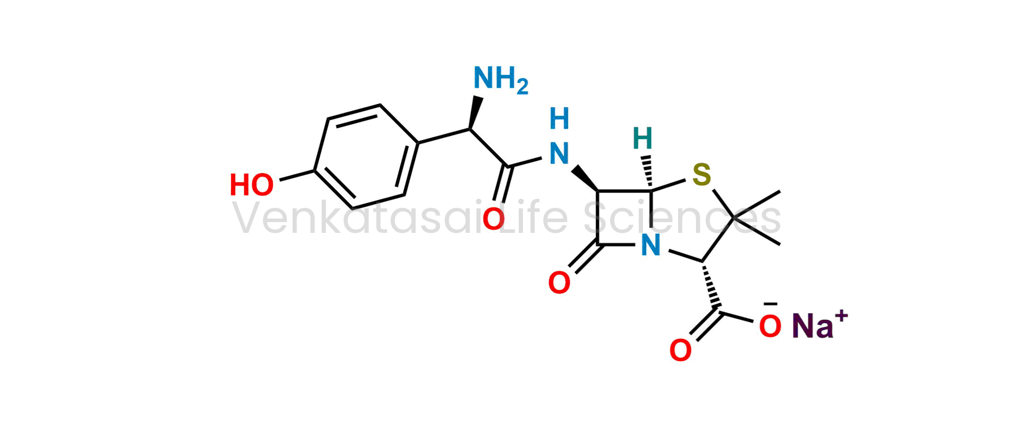 (2S,5R,6R)-6-[[(2R)-2-Amino-2-(4-hydroxyphenyl)acetyl]amino]-3,3-dimethyl-7-oxo-4-thia-1-azabicyclo[3.2.0]heptane-2-carboxylic acid  sodium(as per EP):  Sodium (2S,5R,6R)-6-[[(2R)-2-amino-2-(4-hydroxyphenyl)acetyl]amino]-3,3-dimethyl-7-oxo-4-thia-1-azabic