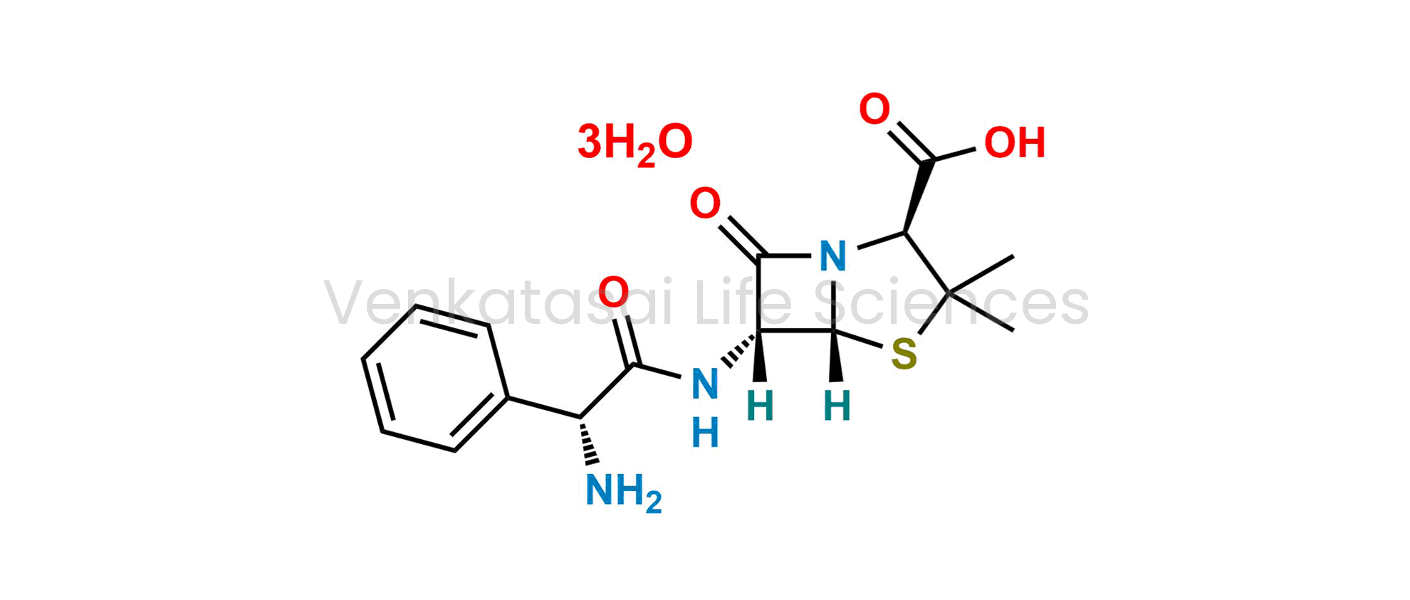 (2S,5R,6R)-6-[[(2R)-2-Amino-2-phenylacetyl]amino]-3,3-dimethyl-7-oxo-4-thia-1-azabicyclo[3.2.0]heptane-2-carboxylic acid trihydrate (as per EP); (2S,5R,6R)-6-[(R)-2-Amino-2-phenylacetamido]-3,3-dimethyl-7-oxo-4-thia-1-azabicyclo[3.2.0]heptane-2-carboxylic