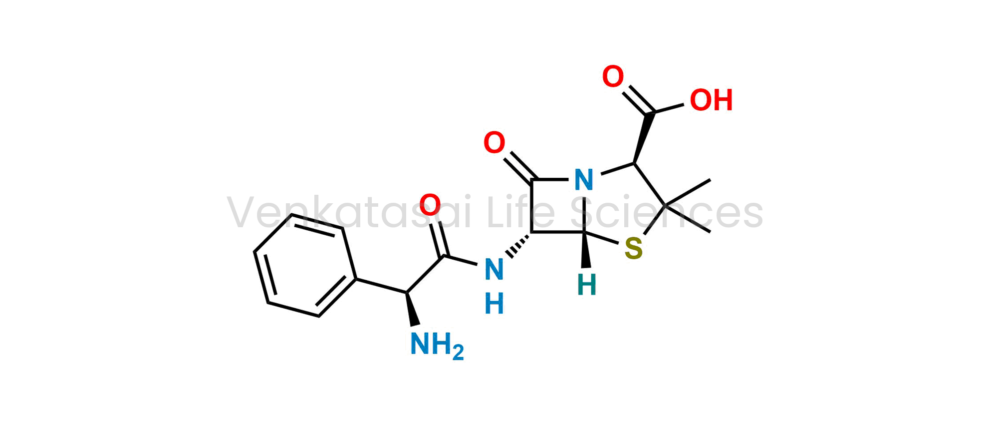 (2S,5R,6R)-6-[[(2S)-2-amino-2-phenylacetyl]amino]-3,3-dimethyl-7-oxo-4-thia-1-azabicyclo[3.2.0]heptane-2-carboxylic acid (as per EP) (2S,5R,6R)-6-[(S)-2-Amino-2-phenylacetamido]-3,3-dimethyl-7-oxo-4-thia-1-azabicyclo[3.2.0]heptane-2-carboxylic acid (as pe