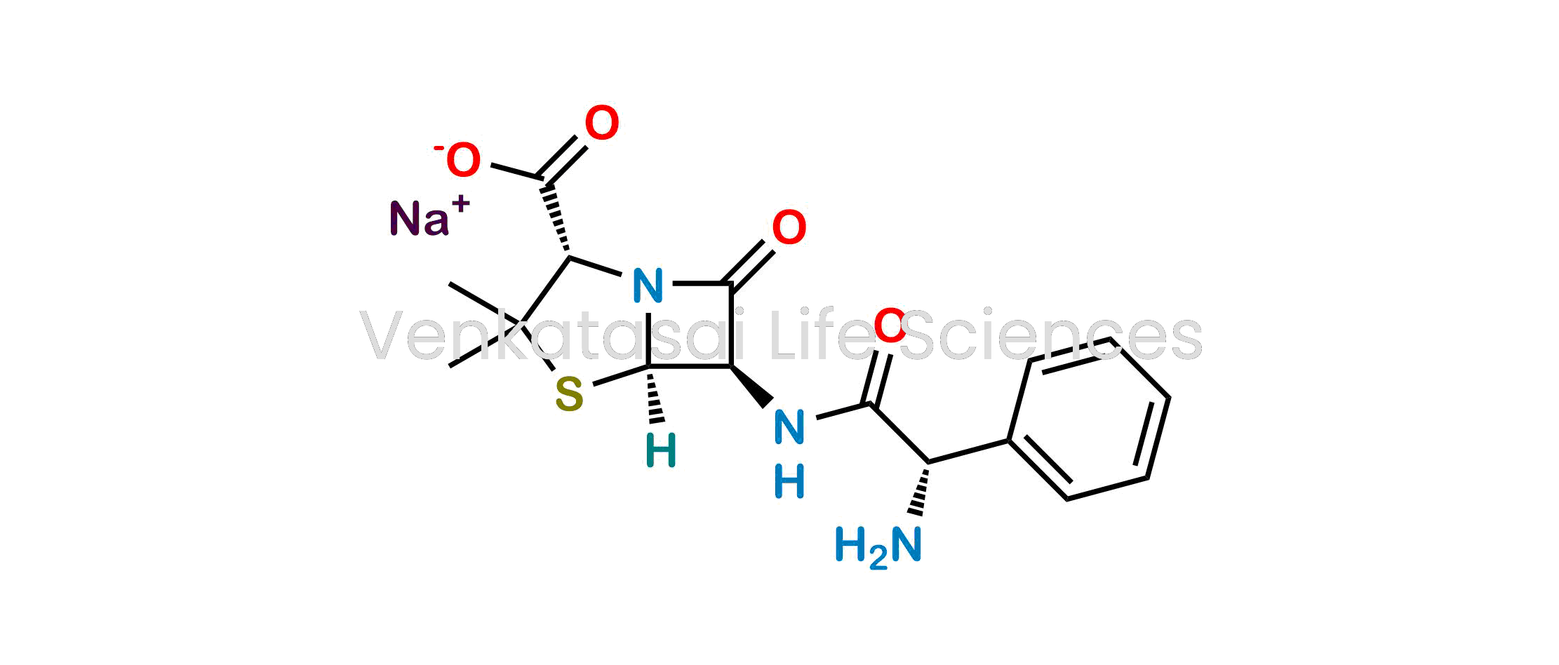 (2S,5R,6R)-6-[[(2S)-2-amino-2-phenylacetyl]amino]-3,3-dimethyl-7-oxo-4-thia-1-azabicyclo[3.2.0]heptane-2-carboxylic acid Sodium salt (as per EP) (2S,5R,6R)-6-[(S)-2-Amino-2-phenylacetamido]-3,3-dimethyl-7-oxo-4-thia-1-azabicyclo[3.2.0]heptane-2-carboxylic