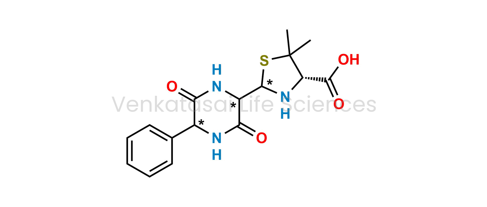 (4S)-2-(3,6-dioxo-5-phenylpiperazin-2-yl)-5,5-dimethylthiazolidine-4-carboxylic acid ( as per EP)
