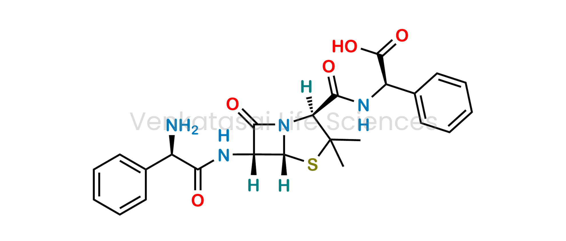 (2R)-2-[[[(2S,5R,6R)-6-[[(2R)-2-amino-2-phenylacetyl]amino]-3,3-dimethyl-7-oxo-4-thia-1-azabicyclo[3.2.0]hept-2-yl]carbonyl]amino]-2-phenylacetic acid (as per EP);   (R)-2-((2S,5R,6R)-6-((R)-2-Amino-2-phenylacetamido)-3,3-dimethyl-7-oxo-4-thia-1-azabicycl