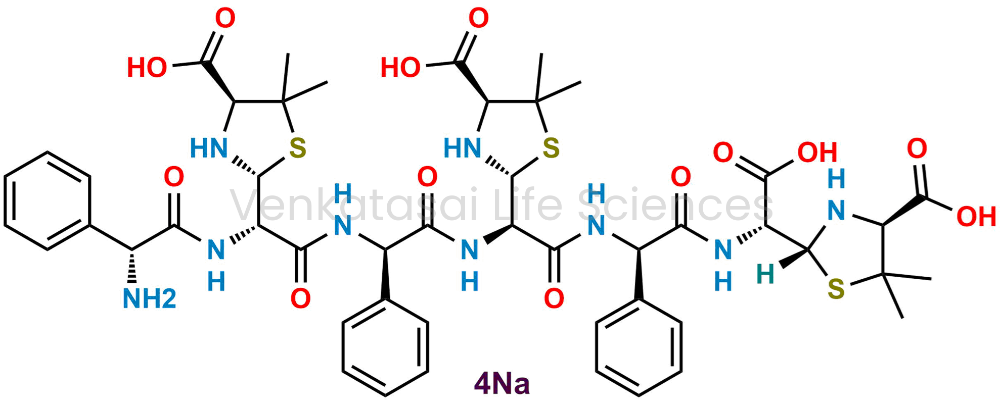 (2R,2'R,2''R,4S,4'S,4''S)-2,2',2''-((1R,7R,10R,13S,16R)-16-amino-1-carboxy-3,6,9,12,15-pentaoxo-4,10,16-triphenyl-2,5,8,11,14-pentaazahexadecane-1,7,13-triyl)tris(5,5-dimethylthiazolidine-4-carboxylic acid) Quaternary sodium salt