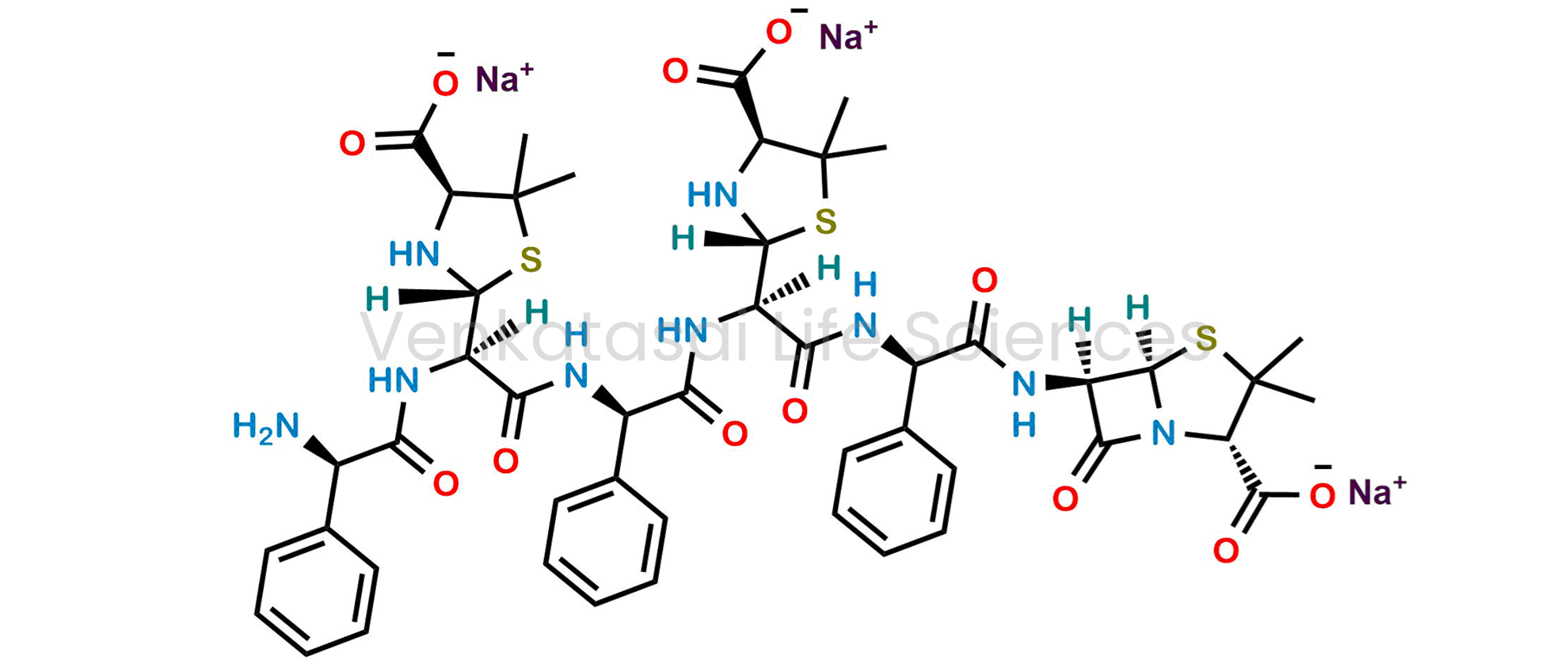 (4S,4'S)-2,2'-{(1R,7R,13R)-1-Amino-14-[(2S,5R,6R)-2-carboxy-3,3-dimethyl-7-oxo-4-thia-1-azabicyclo[3.2.0]heptan-6-ylamino]-2,5,8,11,14-pentaoxo-1,7,13-triphenyl-3,6,9,12-tetraazatetradecane-4,10-diyl}bis(5,5-dimethylthiazolidine-4-carboxylic acid) Trisodi