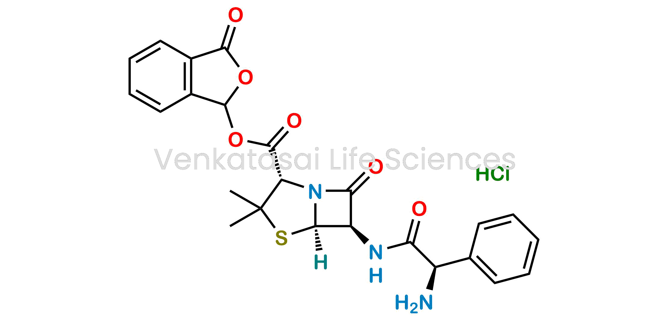 (2S,5R,6R)-6-[[(2R)-2-Amino-2-phenylacetyl]amino]-3,3-dimethyl-7-oxo-4-thia-1-azabicyclo[3.2.0]heptane-2-carboxylic acid 1,3-dihydro-3-oxo-1-isobenzofuranyl ester hydrochloride (1:1)