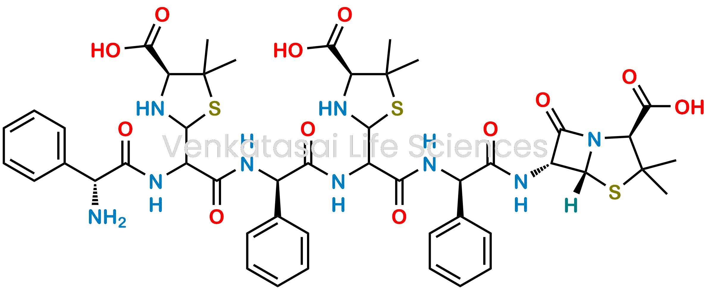 (4S,4'S)-2,2'-{(1R,7R,13R)-1-Amino-14-[(2S,5R,6R)-2-carboxy-3,3-dimethyl-7-oxo-4-thia-1-azabicyclo[3.2.0]heptan-6-ylamino]-2,5,8,11,14-pentaoxo-1,7,13-triphenyl-3,6,9,12-tetraazatetradecane-4,10-diyl}bis(5,5-dimethylthiazolidine-4-carboxylic acid) (as per