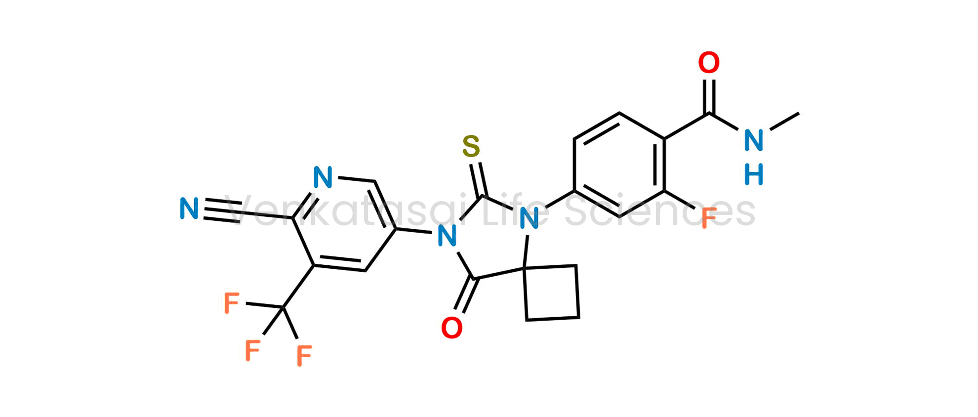 4-(7-(6-cyano-5-(trifluoromethyl)pyridin-3-yl)-8-oxo-6-thioxo-5,7-diazaspiro[3.4]octan-5-yl)-2-fluoro-N-methylbenzamide
