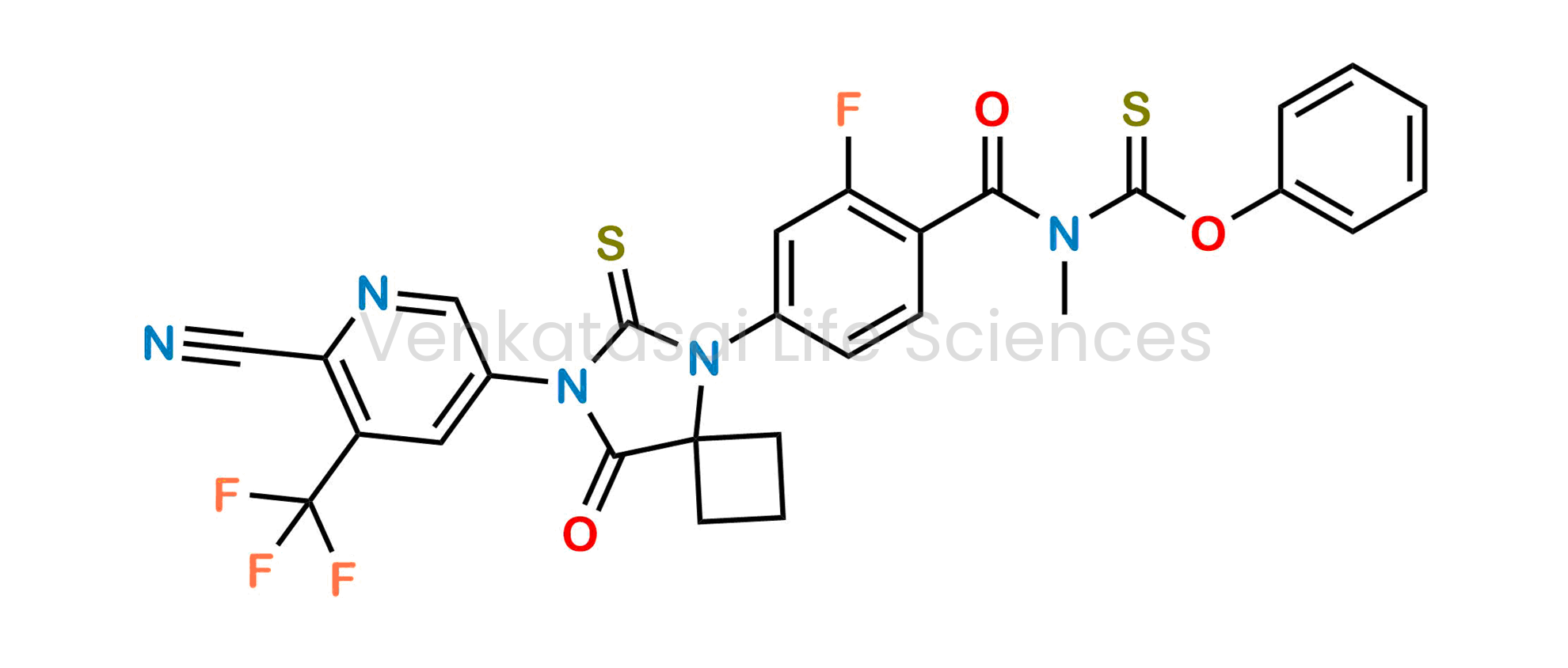 O-phenyl (4-(7-(6-cyano-5-(trifluoromethyl)pyridin-3-yl)-8-oxo-6-thioxo-5,7-diazaspiro[3.4]octan-5-yl)-2-fluorobenzoyl)(methyl)carbamothioate
