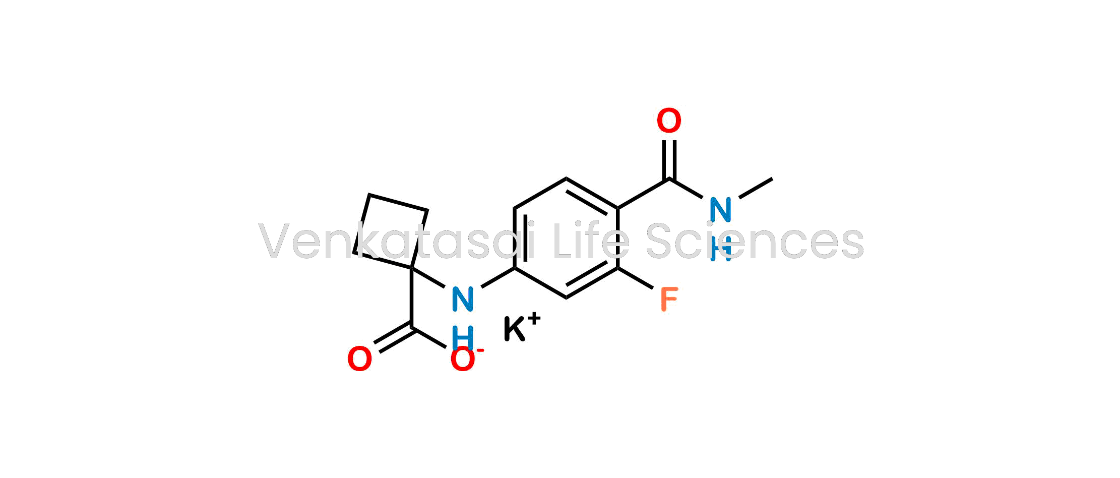 1-((3-fluoro-4-(methylcarbamoyl)phenyl)amino)cyclobutane-1-carboxylic acid, potassium salt (1:1)