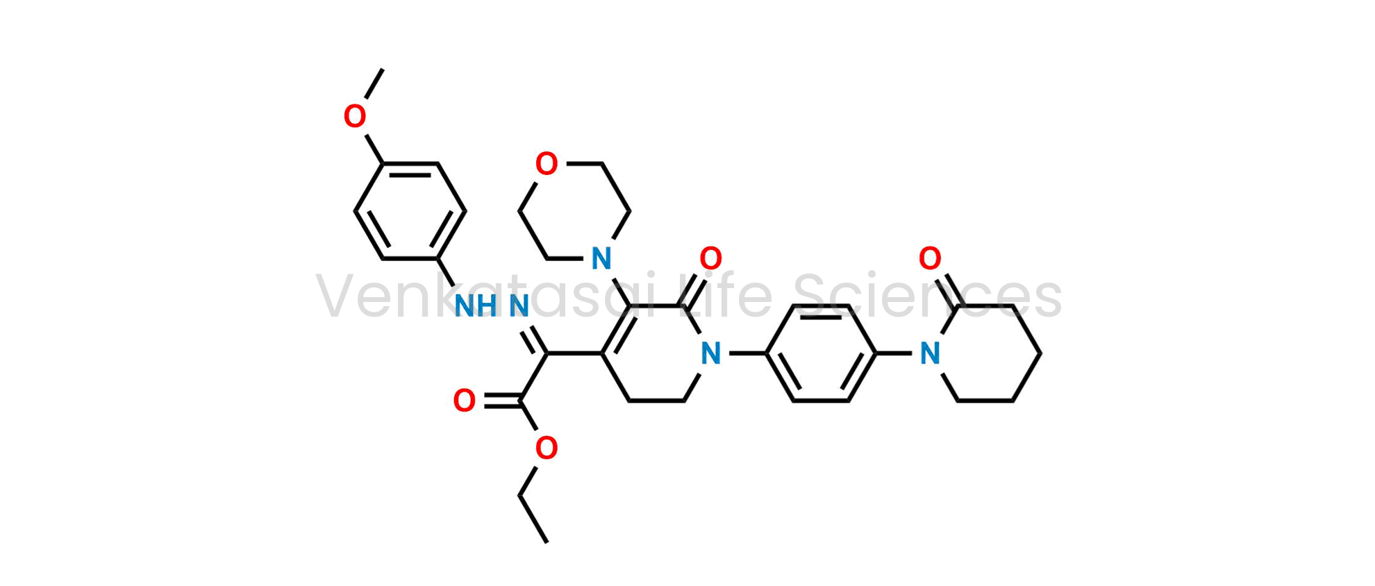 ethyl (Z)-2-(2-(4-methoxyphenyl)hydrazono)-2-(5-morpholino-6-oxo-1-(4-(2-oxopiperidin-1-yl)phenyl)-1,2,3,6-tetrahydropyridin-4-yl)acetate