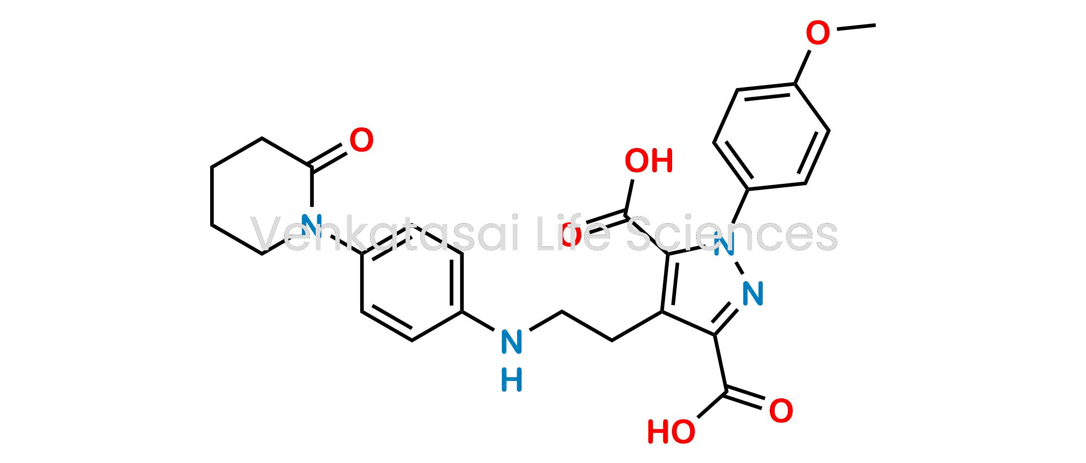 1-(4-Methoxyphenyl)-4-(2-((4-(2-oxopiperidin-1-yl)phenyl)amino)ethyl)-1H-pyrazole-3,5-dicarboxylic acid