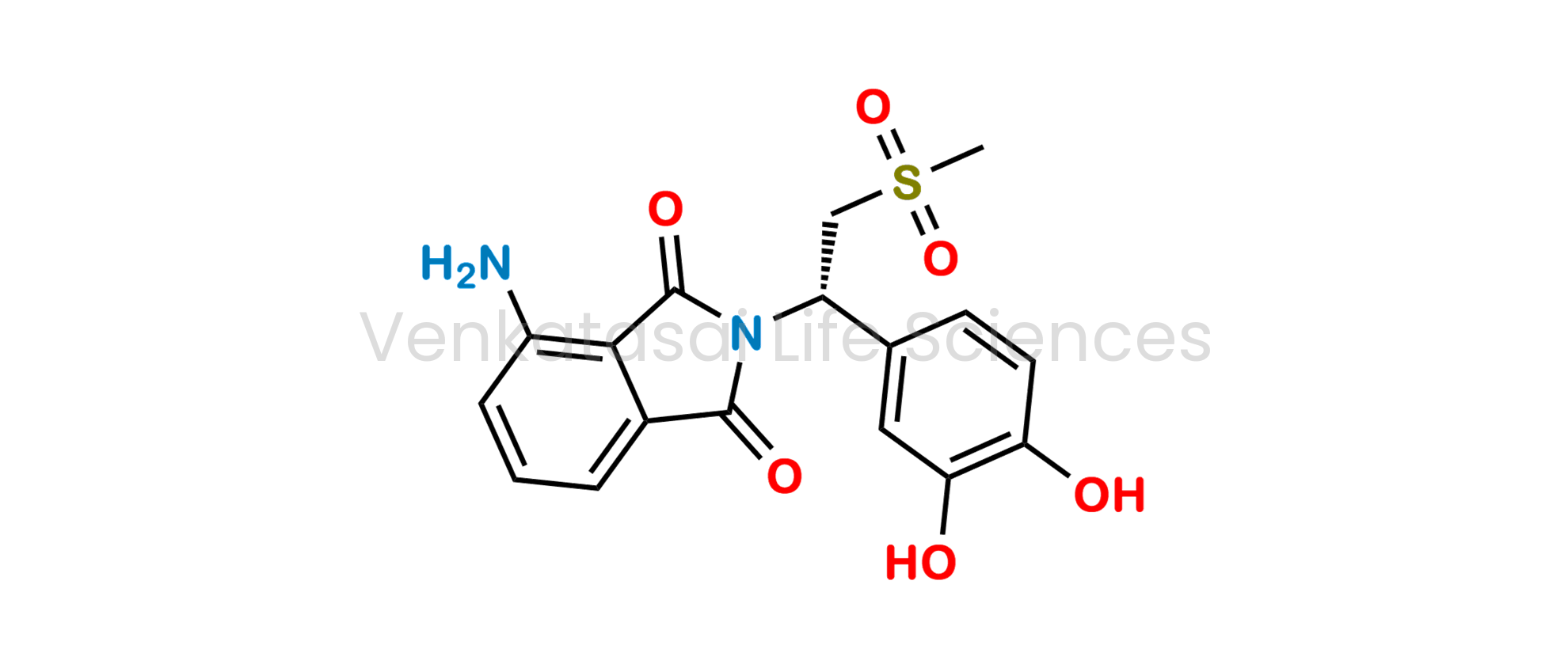 N-Desacetyl O4-Desmethyl O3-Desethyl Apremilast ; (S)-4-amino-2-(1-(3,4-dihydroxyphenyl)-2-(methylsulfonyl)ethyl)isoindoline-1,3-dione