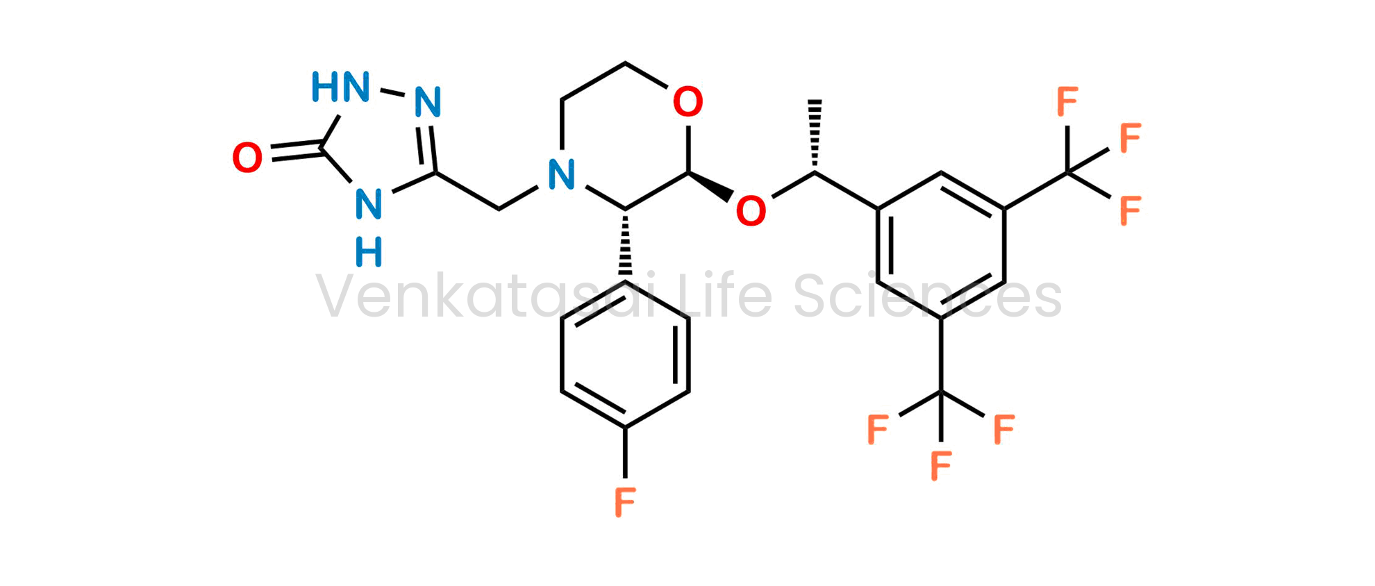 5-([(2S,3S)-2-((R)-1-[3,5-bis(trifluoromethyl)phenyl]ethoxy)-3-(4-fluoro phenyl)morpholino]methyl)-1H-1,2,4-triazol-3(2H)-one