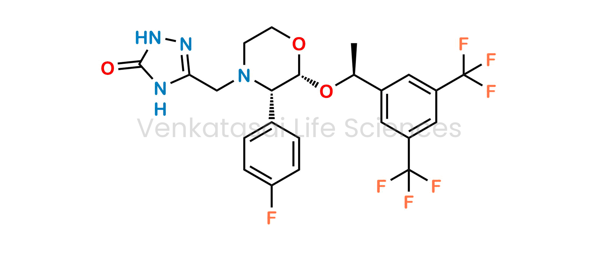 5-([(2R,3S)-2-((S)-1-[3,5-bis(trifluoromethyl)phenyl]ethoxy)-3-(4-fluoro phenyl)morpholino]methyl)-1H-1,2,4-triazol-3(2H)-one ;