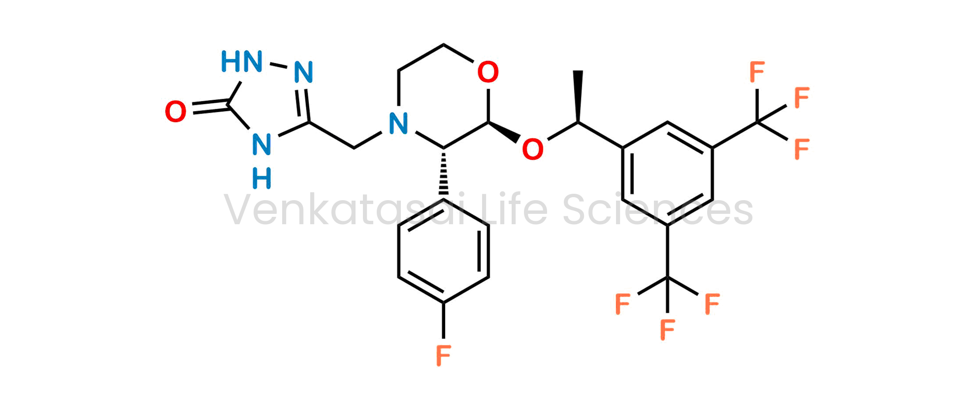 5-([(2S,3S)-2-((S)-1-[3,5-bis(trifluoromethyl)phenyl]ethoxy)-3-(4-fluoro phenyl)morpholino]methyl)-1H-1,2,4-triazol-3(2H)-one ;