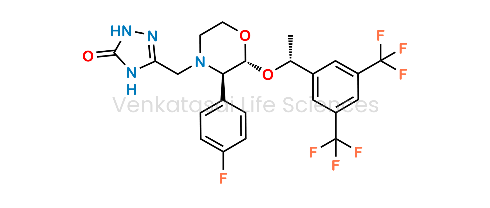 3-[[(2R,3R)-2-[(R)-1-[3,5-Bis(trifluoromethyl)phenyl]ethoxy]-3-(4-fluoro phenyl)morpholino]methyl]-1H-1,2,4-triazol-5(4H)-one (as per USP)