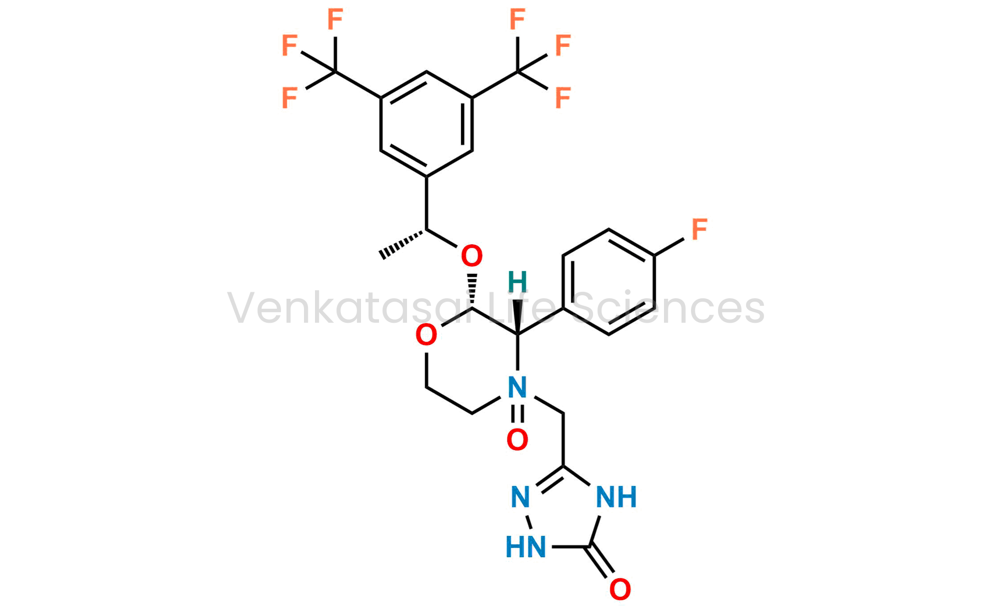 5-([(2R,3S)-2-((R)-1-[3,5-bis(trifluoromethyl)phenyl]ethoxy)-3-(4-fluoro phenyl)-4-oxido-morpholino]methyl)-1H-1,2,4-triazol-3(2H)-one ;