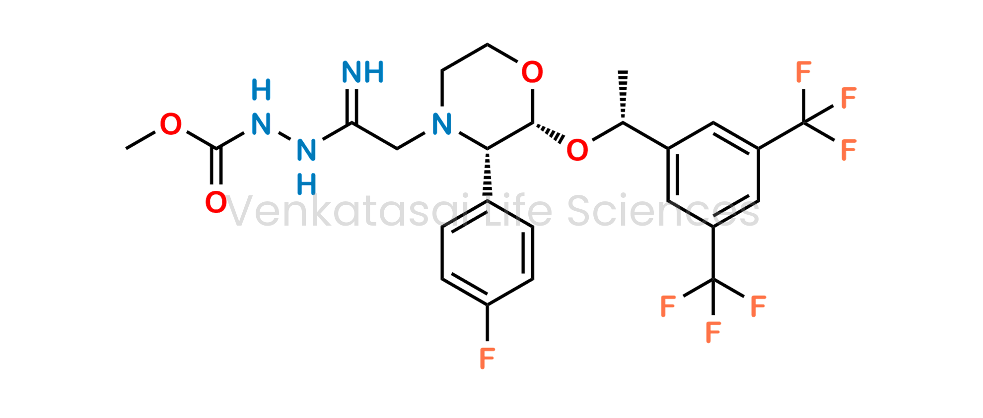 Methyl 2-(2-((2R,3S)-2-((R)-1-(3,5-Bis(trifluoromethyl)phenyl)ethoxy)-3-(4-fluorophenyl) morpholino)-1-iminoethyl)hydrazinecarboxylate ;