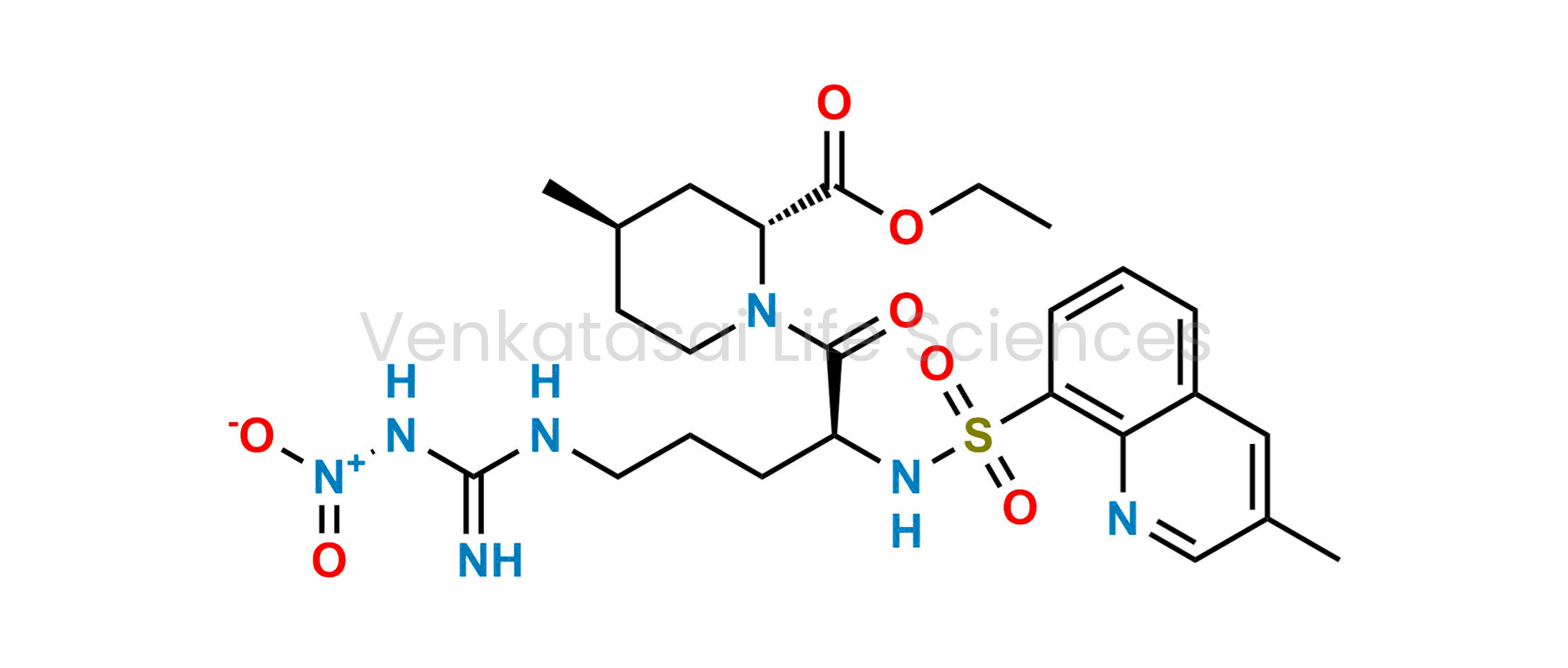 (2R,4R)-Ethyl-4-methyl-1-[(S)-2-(3-methyl-quinoline-8-sulfonamido)-5-(3-nitroguanidino)pentanoyl]piperidine-2-carboxylate