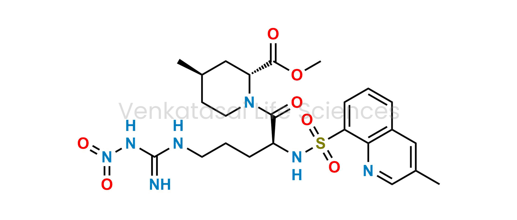Methyl (2R,4R)-4-methyl-1-(N2-((3-methylquinolin-8-yl)sulfonyl)-Nw-nitro-L-arginyl)piperidine-2-carboxylate