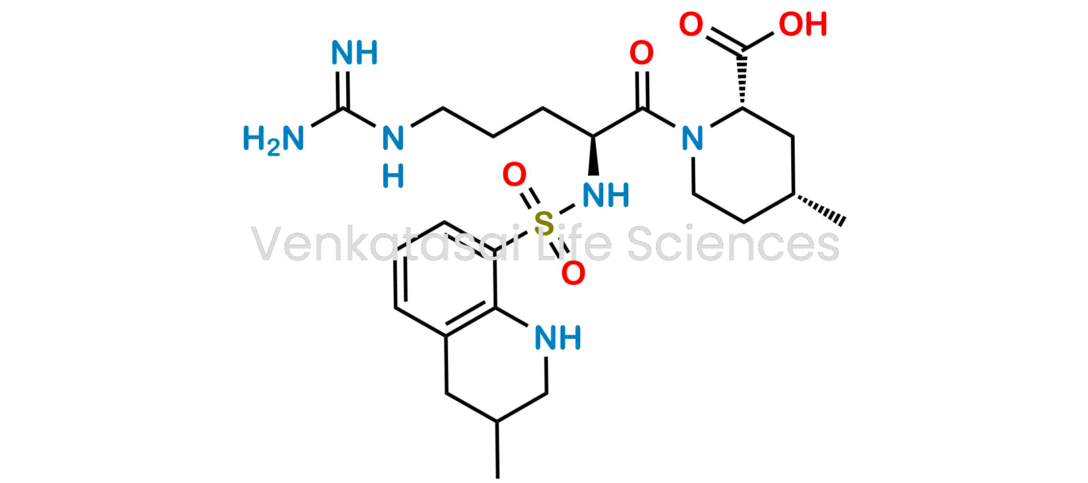 (2S,4R)-1-((2S)-5-Guanidino-2-(3-methyl-1,2,3,4-tetrahydroquinoline-8-sulfonamido)pentanoyl)-4-methylpiperidine-2-carboxylic Acid