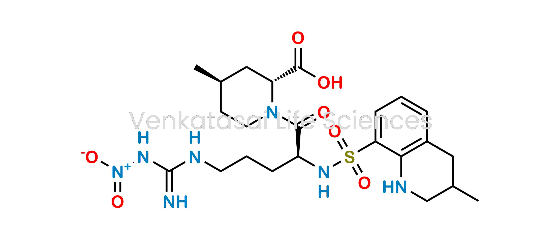 (2R,4R)-4-methyl-1-(N2-((3- methyl-1,2,3,4- tetrahydroquinolin-8- yl)sulfonyl)-Nw-nitro-L- arginyl)piperidine-2-carboxylic acid