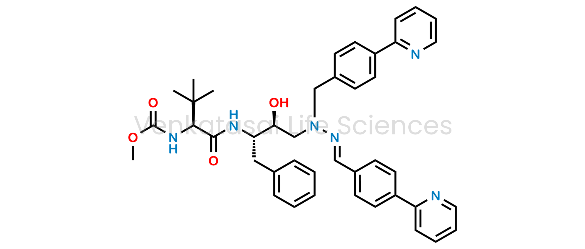 Methyl [(2S)-1-[[(2S,3S)-3-hydroxy-1-phenyl-4-[(E)-1-[[4-(pyridin-2-yl)phenyl]methyl]-2-[[4-(pyridin-2-yl)phenyl]methylidene]hydrazin-1-yl]butan-2-yl]amino]-3,3-dimethyl-1-oxobutan-2-yl]carbamate (as per EP)