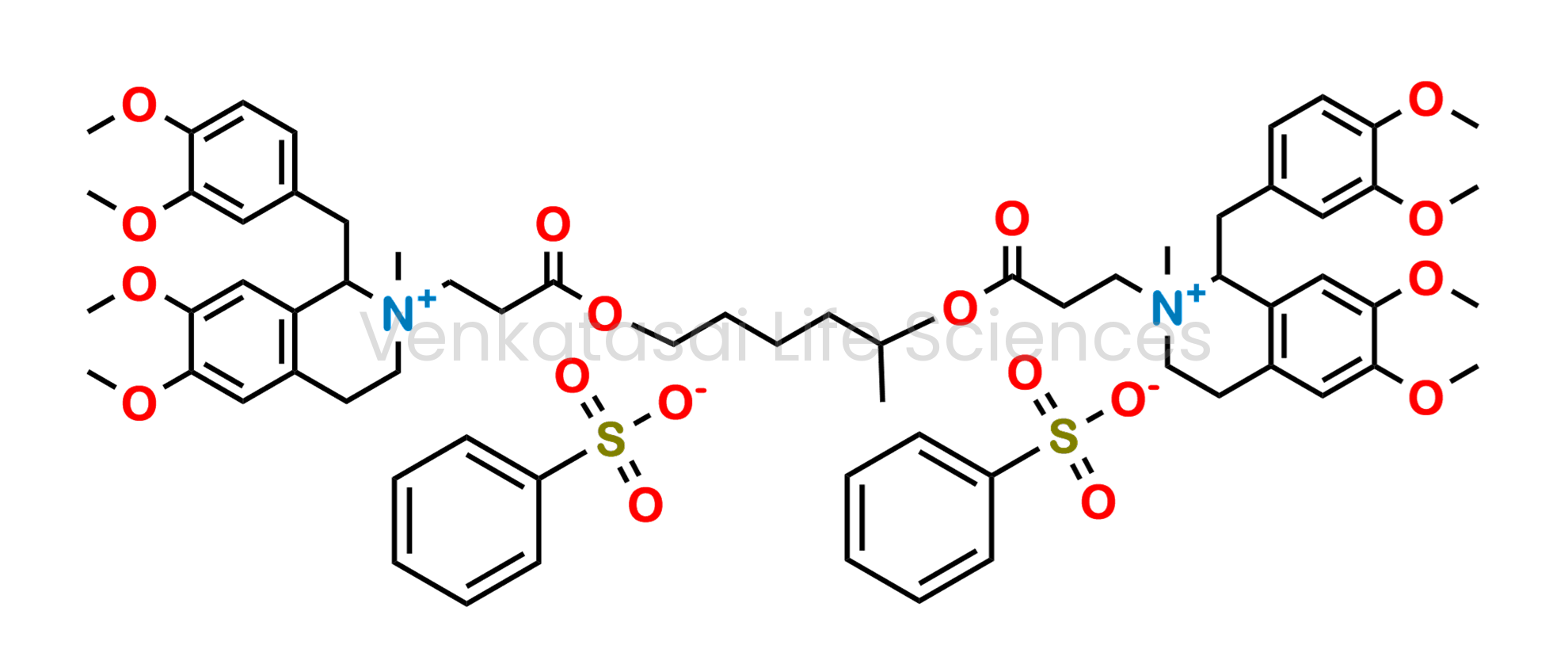 2,2'-((hexane-1,5-diylbis(oxy))bis(3-oxopropane-3,1-diyl))bis(1-(3,4-dimethoxybenzyl)-6,7-dimethoxy-2-methyl-1,2,3,4-tetrahydroisoquinolin-2-ium) benzenesulfonate