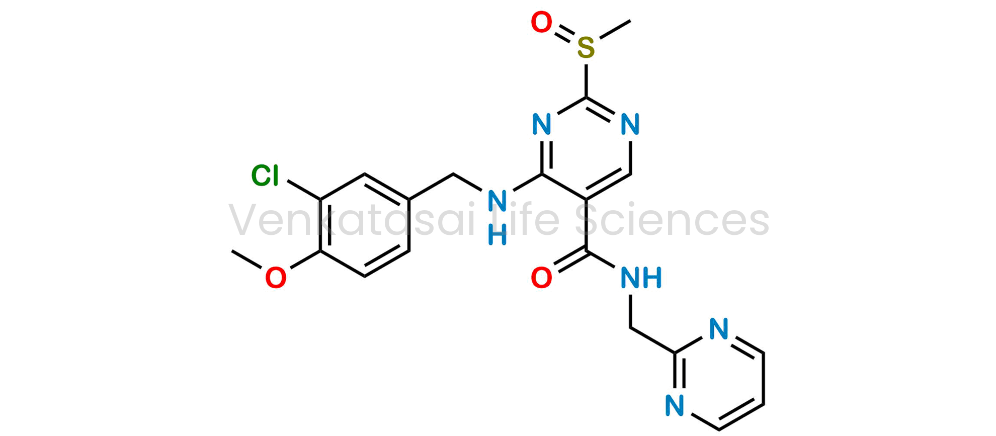 4-((3-chloro-4-methoxybenzyl)amino)-2-(methylsulfinyl)-N-(pyrimidin-2-ylmethyl)pyrimidine-5-carboxamide